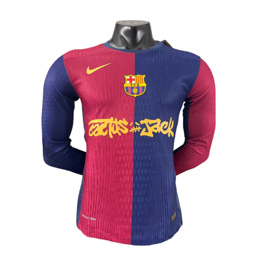 Barcelona X Travis/Cactus Jack Long Sleeve 2024-2025 Home Shirt