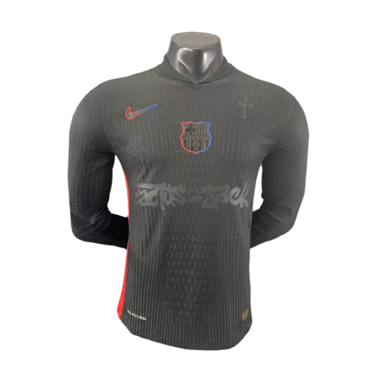 Barcelona X Black  Travis/Cactus Jack Long Sleeve 2024-2025 Away Shirt