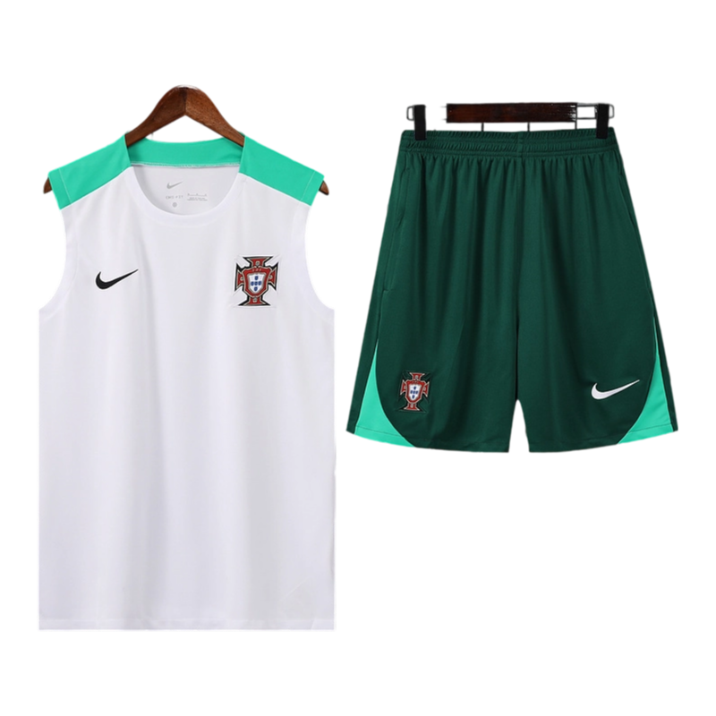 Portugal White/Green Sleeveless Training Set