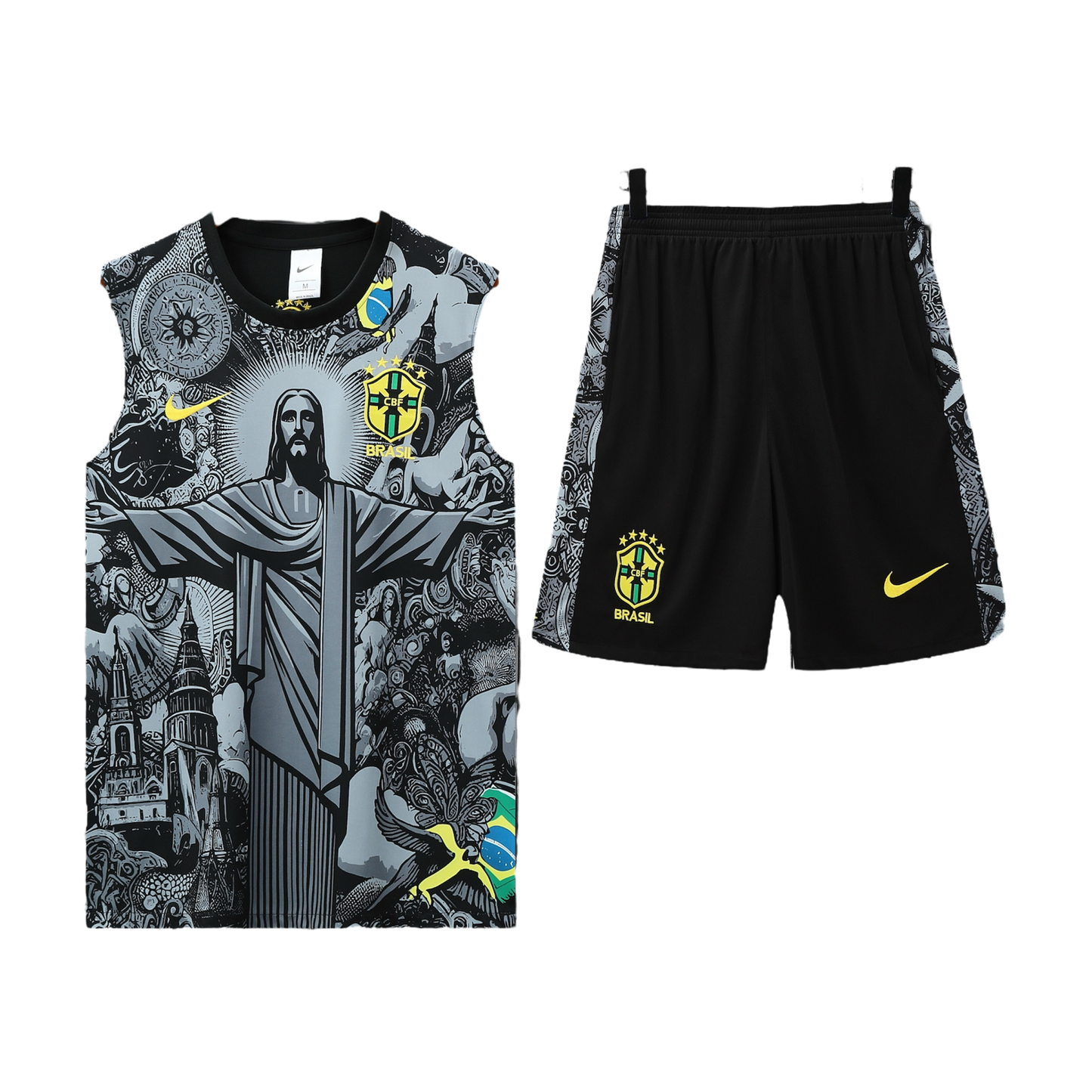 Brazil Jesus Black Sleeveless Training Set