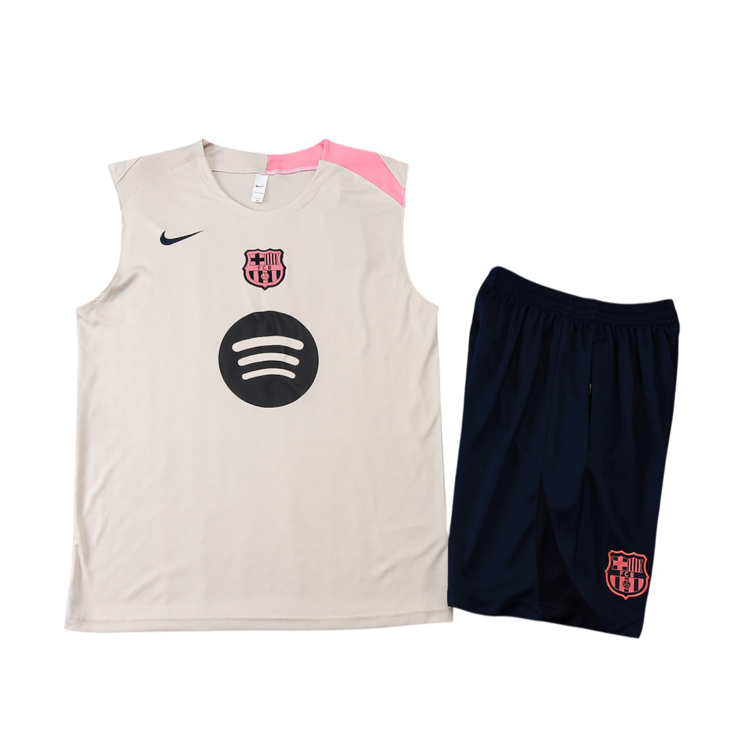 FC Barcelona 2025-2025 Crème/Pink Sleeveless Training Set
